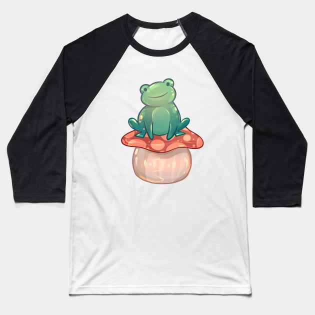 Toadstool Froggy Baseball T-Shirt by Claire Lin